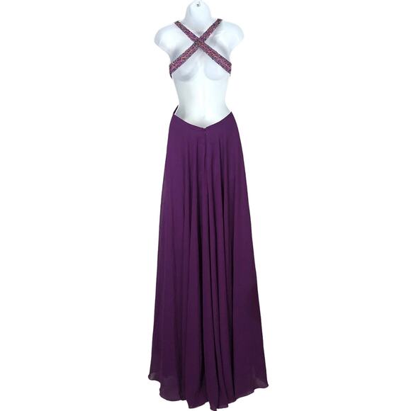Dave & Johnny sexy side and back cutout with jewels & Sequence purple size 2 - Picture 7 of 12